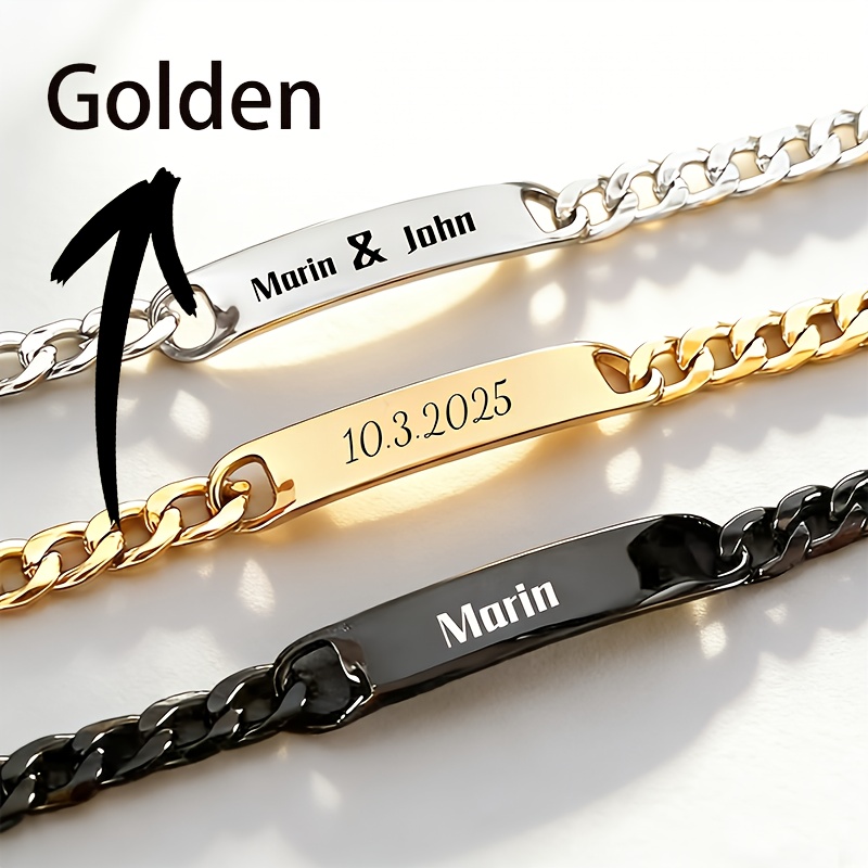 TEMU Bracciale personalizzato in acciaio inossidabile 304, inciso con testo ispiratore o di , nomi, anniversari, braccialetti di , braccialetti da ,