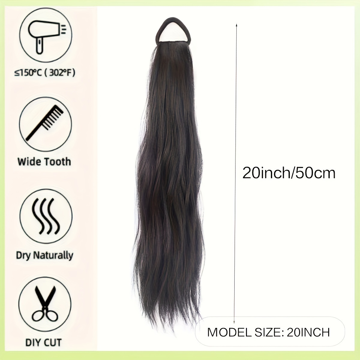 elegant 2 pack womens tie in ponytail extensions versatile synthetic long hair natural looking slightly curly high   loop all ages fit multiple styling options 20 inch hairpiece details 5