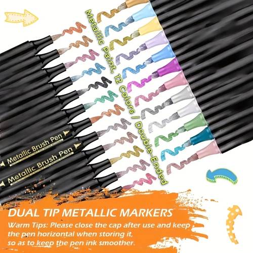 12 double sided acrylic painter waterproof for handmade works non messy art on metal and fabric large capacity dual tip design sketch markers top markers powerful art markers markers for painting