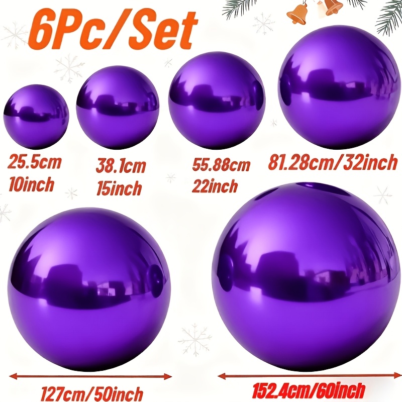TEMU A Set Of 6 Balloons In Different Sizes With A Purple 4d Mirror Film - Sizes Include 25.4cm, 38.1cm, 45.01cm, 55.88cm, 81.28cm, And 152.4cm. No