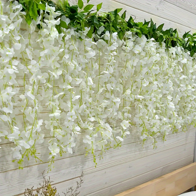 

10 Branches Wisteria Hanging Flowers Artificial White Wisteria Vine Silk Wisteria Flowers Garland For Wedding Arch Party Garden Home Decor Easter Gift