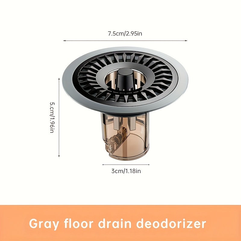 TEMU 1pc Bathroom Washroom Stainless Steel Floor Drain With Filter, Gunmetal Grey, Odour And Stink Resistant, Magnetic Straight Drain Non-clogging,