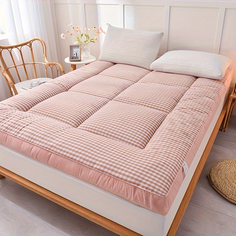 

Portable Thickened Futon Mattress, Soft Warm Striped Pattern Floor Mattress, Foldable Polyester Fiber Mat For Bedroom, Apartment, Guestroom, Dormitory Bedding - Single Size