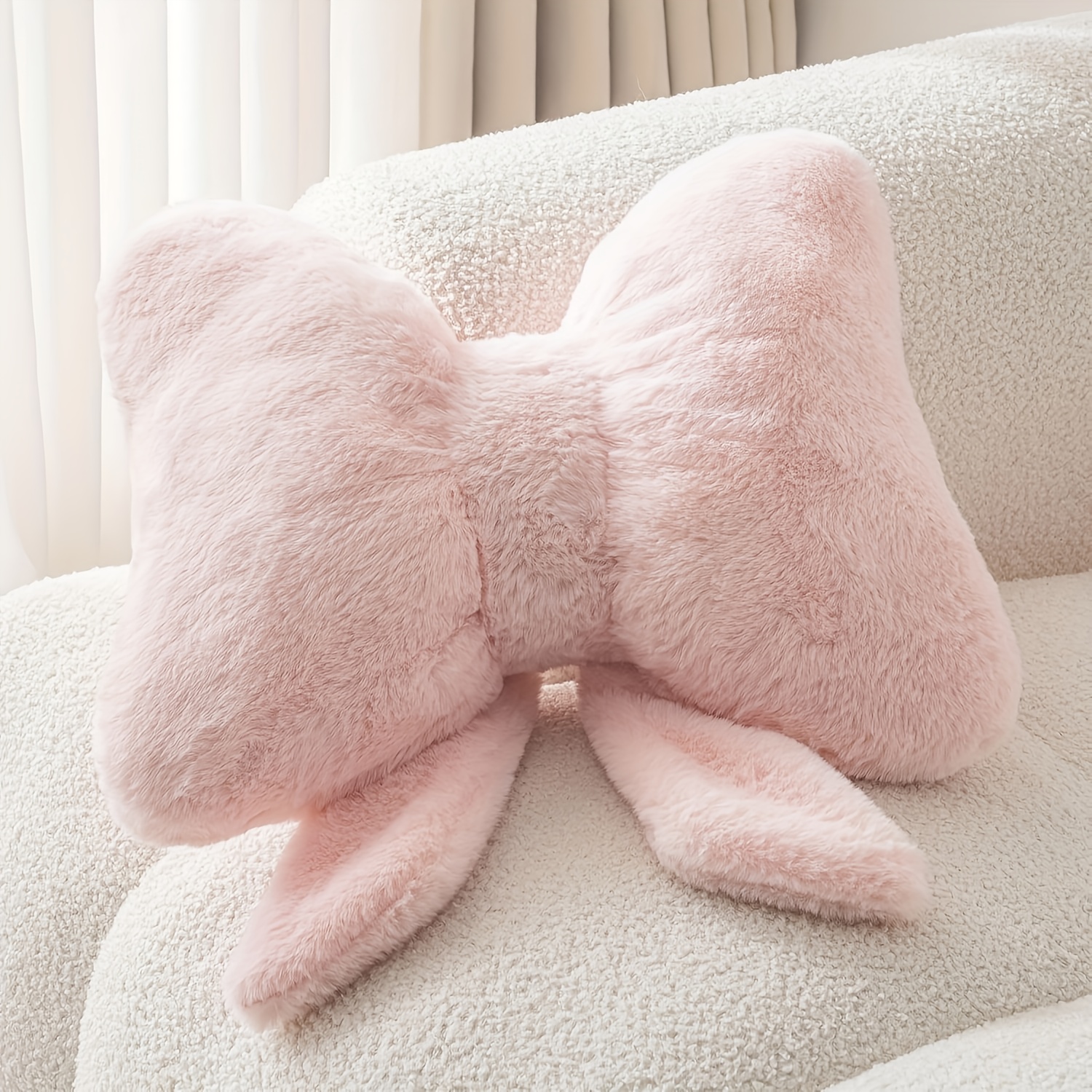 1 Cute Rabbit Bow Pillow, , Modern Minimalist Sofa Pillow, Cushion, Living Room Bedside Cushion Bow Backrest Lace Comfortable Breathable Pillow