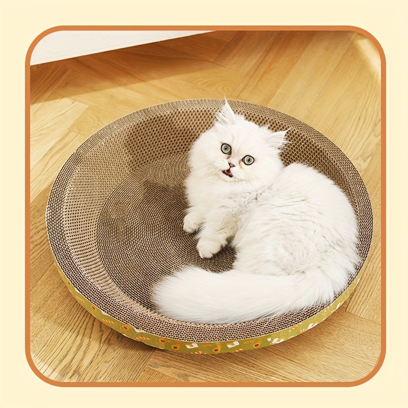 round corrugated cardboard cat scratcher bed combo Temu