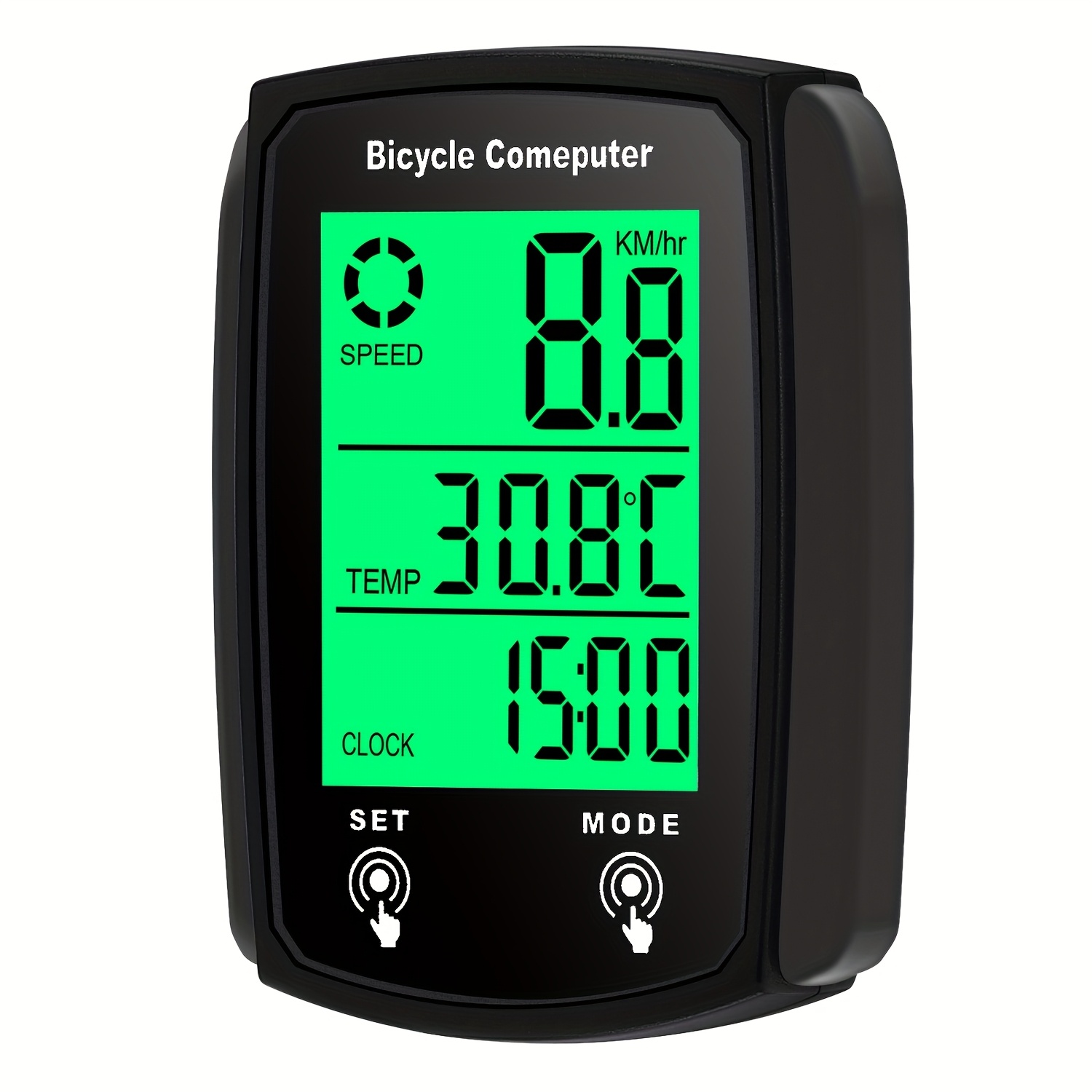 TEMU Wired Speedometer & Odometer, Lcd Display For Bikes, Black , Cycling Accessories, Bike Speed Monitoring, Buttonoperated Device, Lightweight