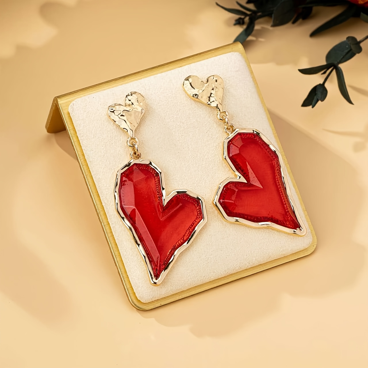 

1 Pair Elegant Resin Heart Drop Earrings For Women, Zinc Alloy & Iron Post, Cute Dangle Earrings For Daily And Party , Jewelry Accessory