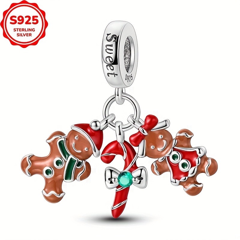 

Sweet Gingerbread For Man Pendant In S925 Pure Silvery, 4g, And , Light Luxury, Handmade , Suitable For Original Pandora 3mm Bracelet, Women's Jewelry Diy, Christmas Gift For Girlfriend Or Best Friend