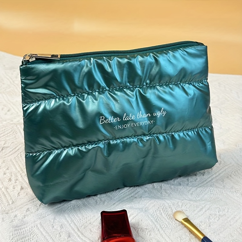E-shop Modische Daunenfeder-Clutch-Schminktasche, tragbarer Reise-Kosmetik-Organizer, Kulturbeutel mit großem Fassungsvermögen
