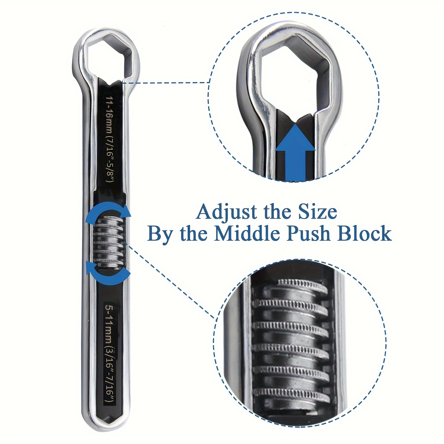 adjustable linkage wrench set 7 inch carbon steel dual head spanner 5 11mm 11 16mm multi functional automotive repair hand tool details 0