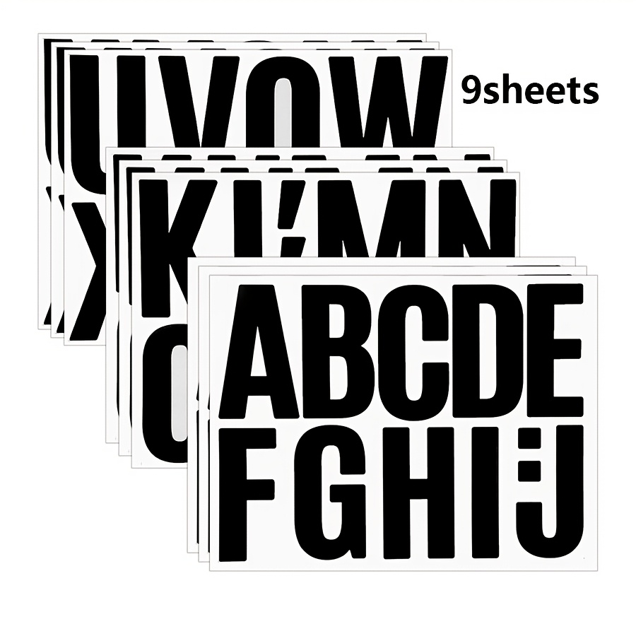 Image of 9 Sheets/102pcs 4-inch Black Large Letter Office Stickers, Self-adhesive Waterproof Vinyl Stickers, Suitable For Offices, Schools, And Homes, Used For Mailboxes, Doorplates, Signs, And Home Decoration