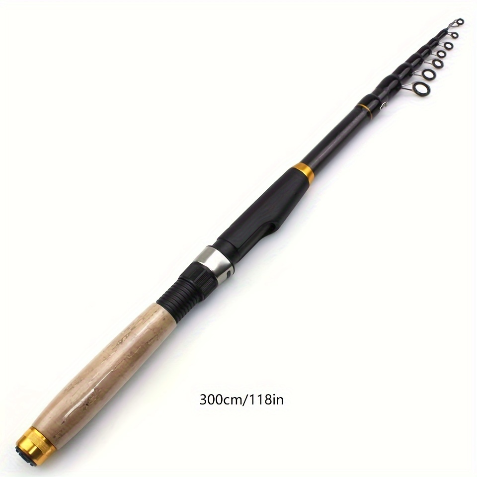 Carbon Fiber Fishing Rod Wooden Handle Retractable Fishing Pole