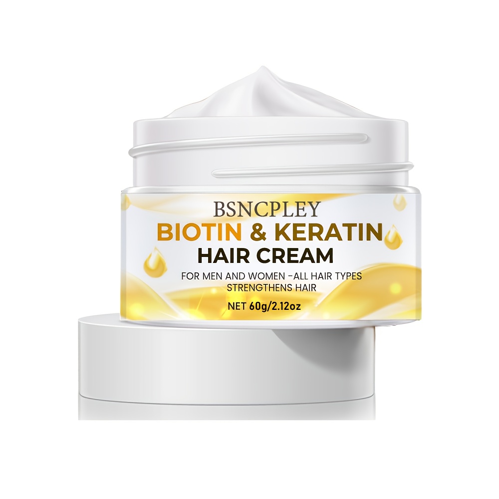Image of Bsncpley Biotin & Keratin Hair Cream For Men - Deep Moisturizing With Ginger & Ginseng, Non-greasy Formula,2.12oz/60g