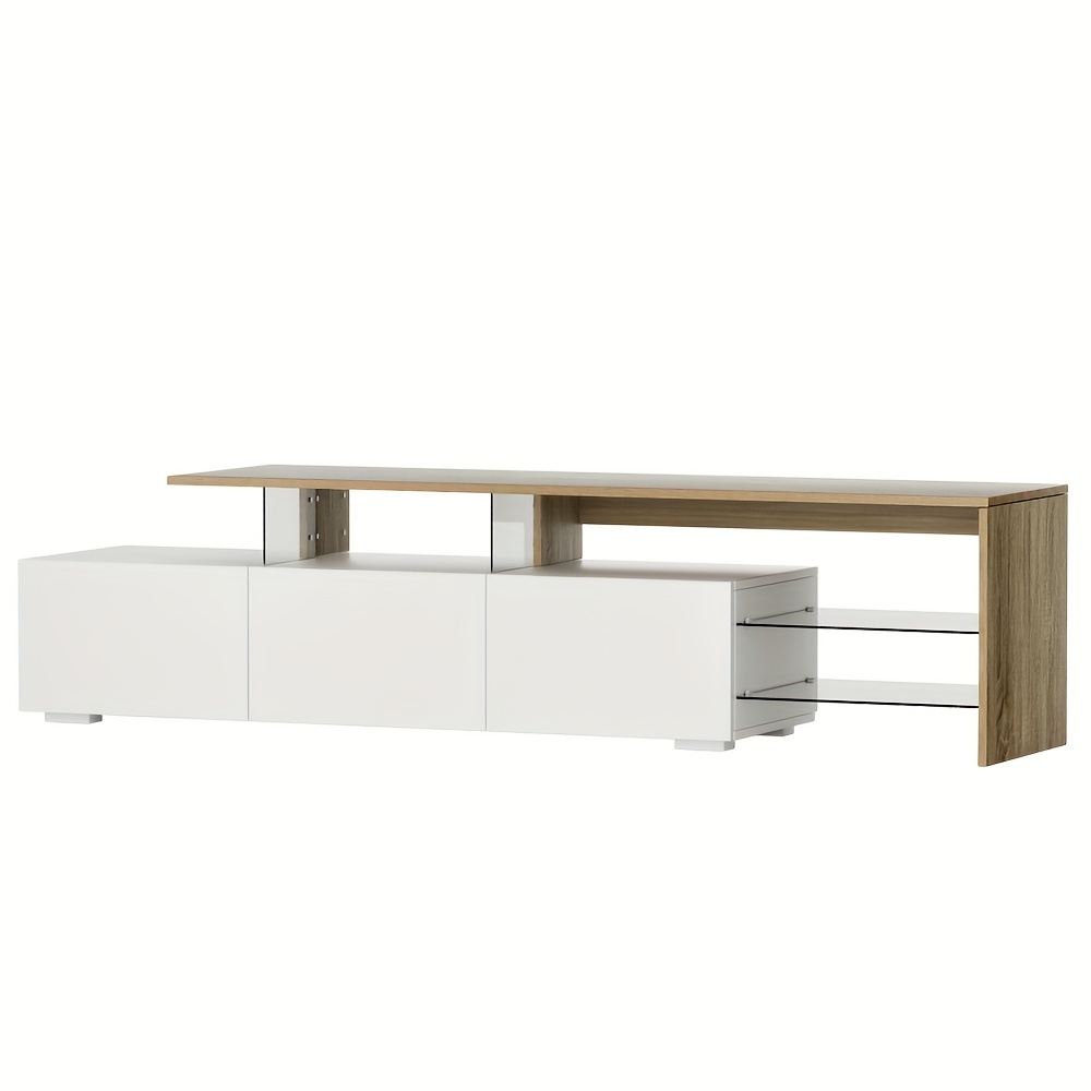   tv unit cabinet entertainment units wood stand table cabinets storage shelf organiser cupboard   room bedroom furniture with 3   drawer high gloss white Product details 7