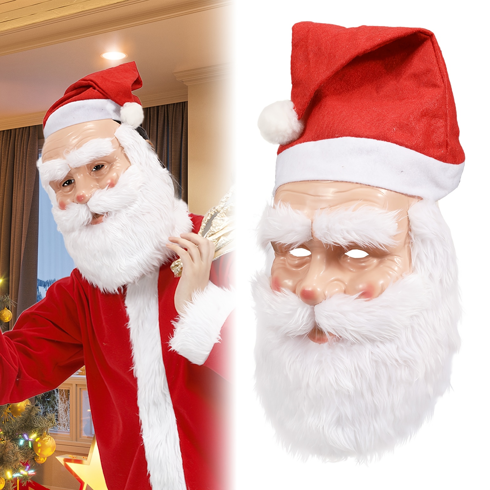 

Santa Claus Mask Halloween Mask Santa Claus Matching Mask Christmas Mask Set Mask + Santa Hat Holiday Party Party Party Photography Props