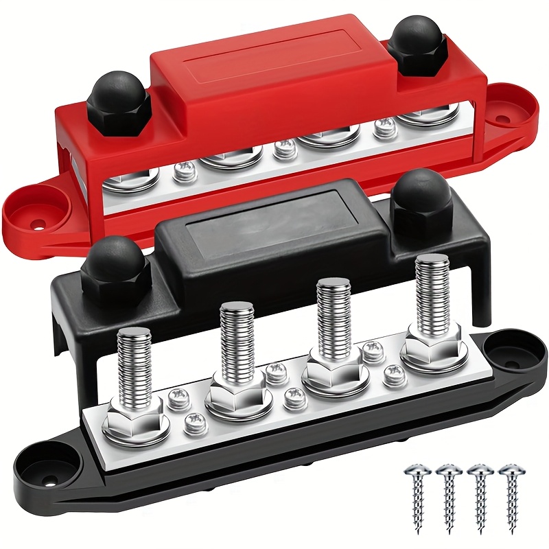 TEMU Battery Terminal Block With Cover, - Suitable For Marine Busbars, Automotive & Solar Wiring, Easy Expansion, Secure Connection