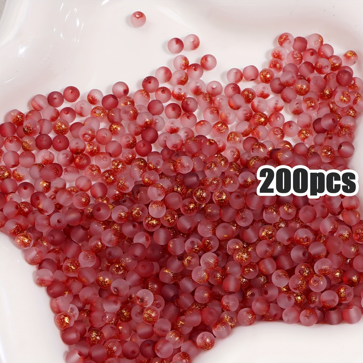 TEMU 200pcs Colorful High-quality 4mm Random Color Mixing Glass Seed Beads - Round Beads With Golden Accents , Elegant Jewelry Making Products