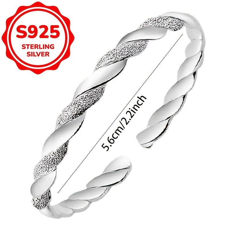 Women's S925 Pure Silver Mobius Intertwined Open Bangle