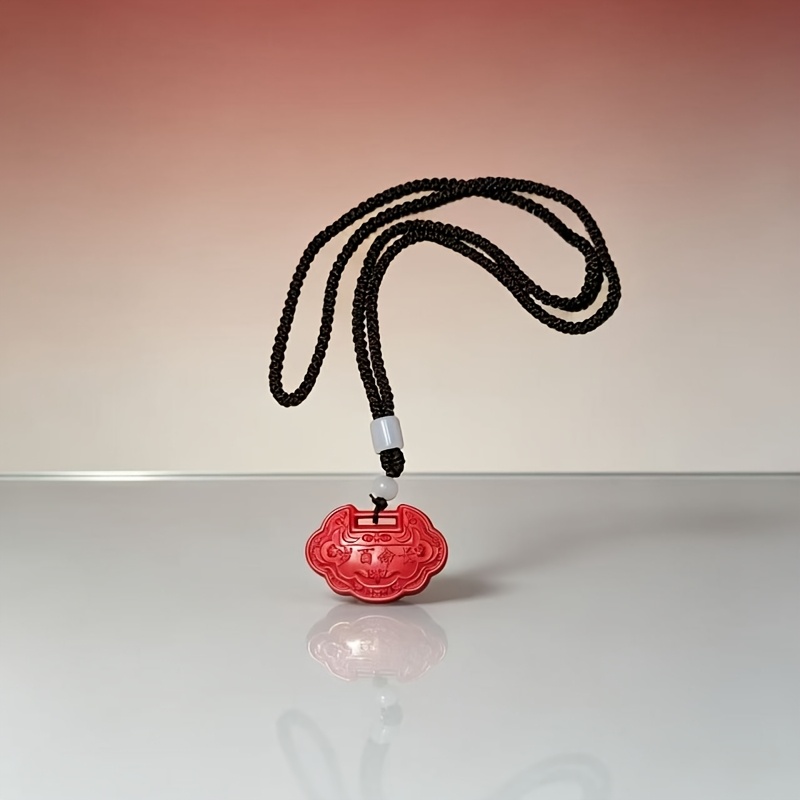 Bohemian Red Cinnabar Safety Lock Pendant, Elegant Gift