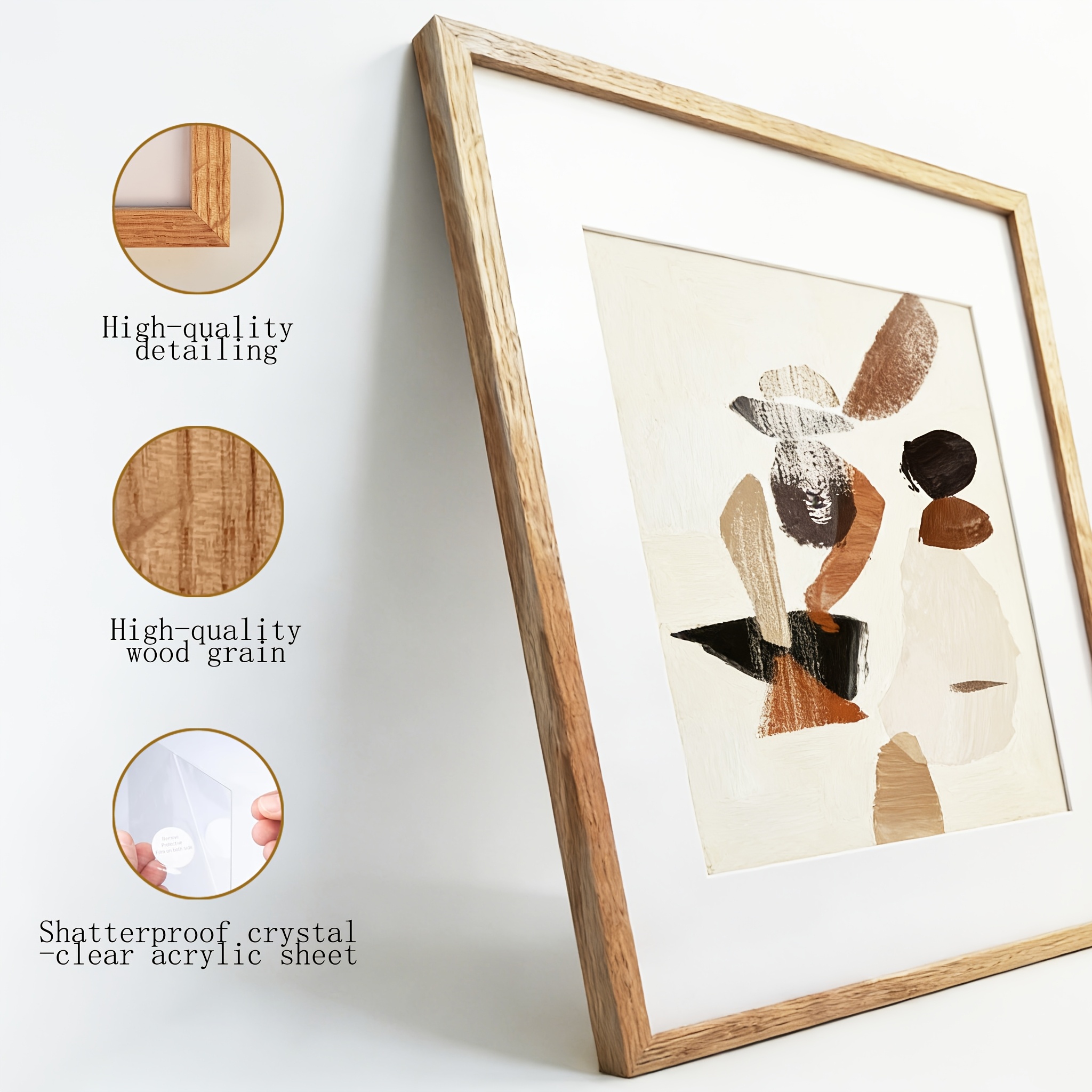 MOSEARON-1/3PK 12X16 Frame, 30X40Cm Picture Frame, Picture Frames, Shadow Box, Frames, Room Decor, Home, Decor, Wall Decor A4 Size with Stand, Can Be Displayed Or Hung, Suitable for Year-Round Display (White, Black, Oak) (Unpadded)