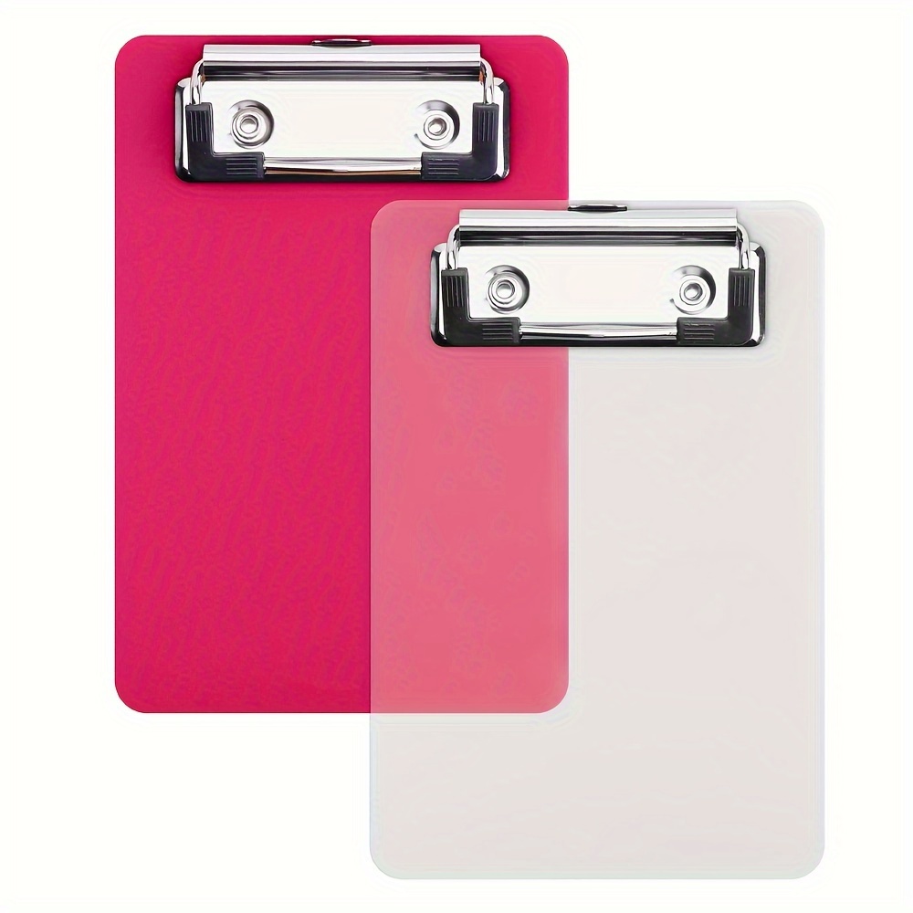 

2-pack Mini Clipboards 4x6 Inch, Portable Memo Size Clipboard For Notepad, Pp Material With Low Profile Clip, Compact For Receipts And Pocket Lists, Transparent & Pink
