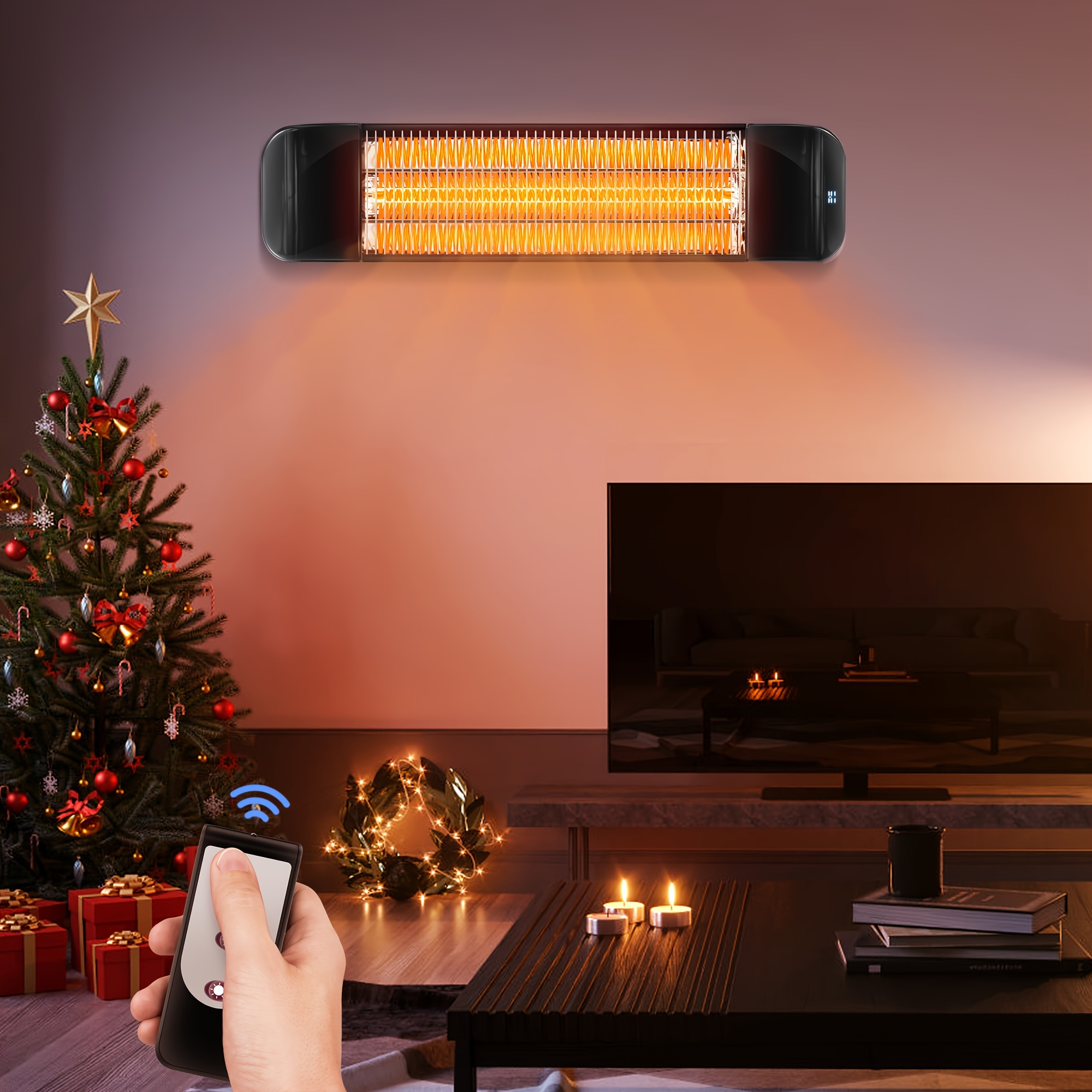 

1500w Infrared Electric Heater For Indoor/outdoor Use - Remote Control, Square, Patio, Bedroom, Living Room, And Bathroom