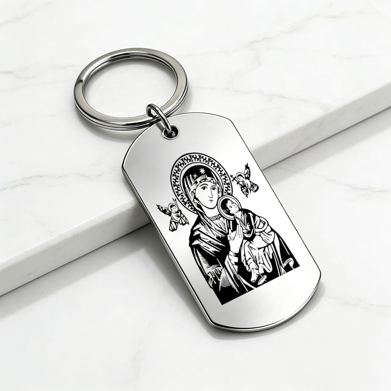 TEMU 1pc Mary Holding Jesus Metal Carving Keychain, Faith Warm Keychain, Christian Pendant, Gift For Religious , , Waterproof And Wear-resistant,