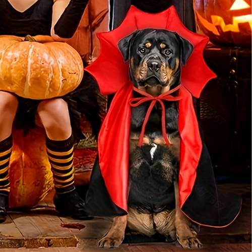 1pc halloween pet cloak costume red black vampire style adjustable tie up suitable for cats and dogs small medium large dogs and cats universal halloween party horror safe design