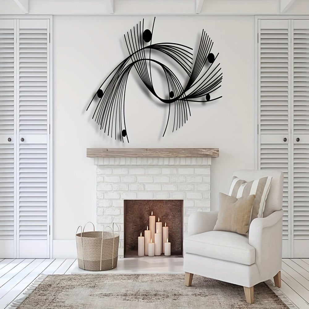 1pc modern abstract geometric metal wall art minimalist linear art suitable for home office indoor outdoor sign metal cut linear art easy to hang halloween 1