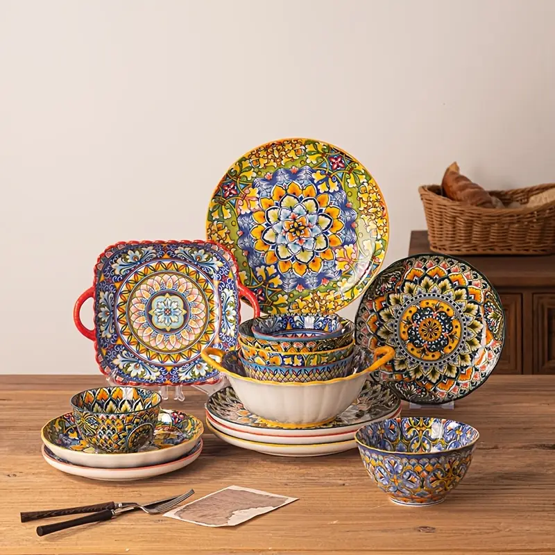 16/27/35 teiliges set bohemian vintage keramik geschirr