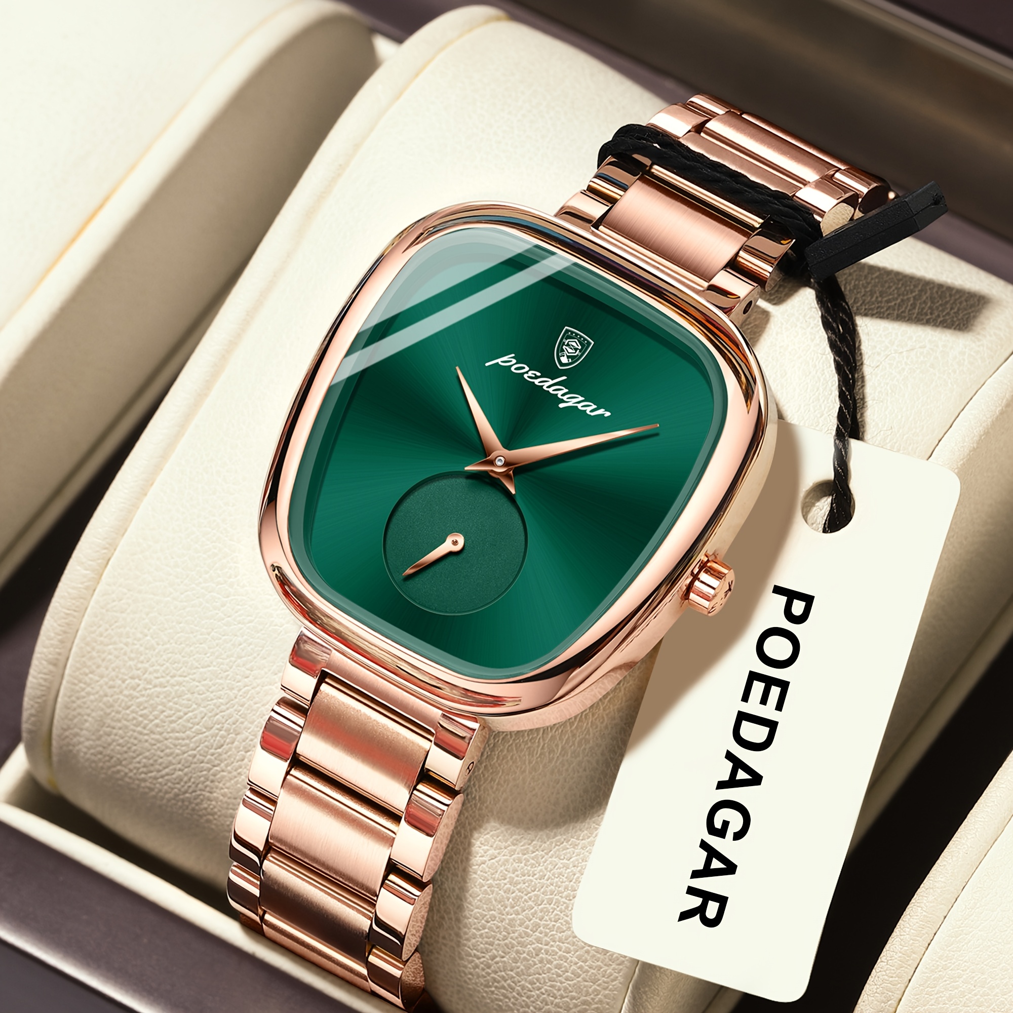 Poedagar Minimalist Women Watch Sub-dial Women Wristwatch Vacation Elegant Quartz Watch For Ladies