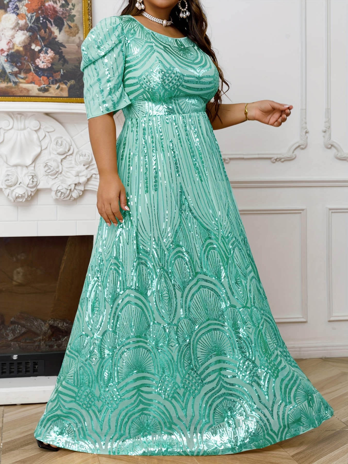 green emerald velvet dress A-Line Mother of The Bride Dress Vintage Plus Size Ankle Length Satin 3/4 Length Sleeve