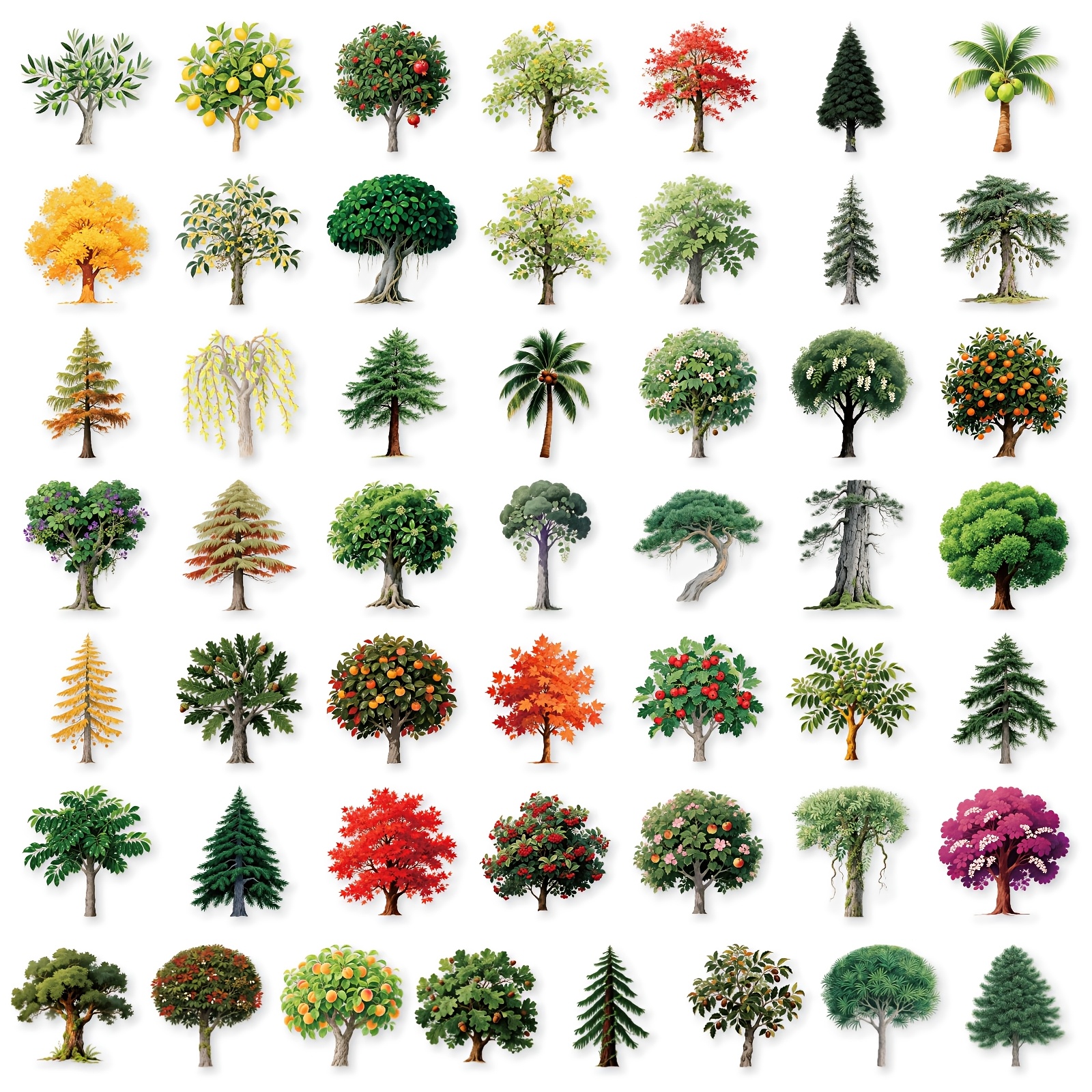 TEMU 56 Forest Plant And Fruit Tree Stickers, Suitable For Tablets, Scooters, Gift Bags, And Diaries