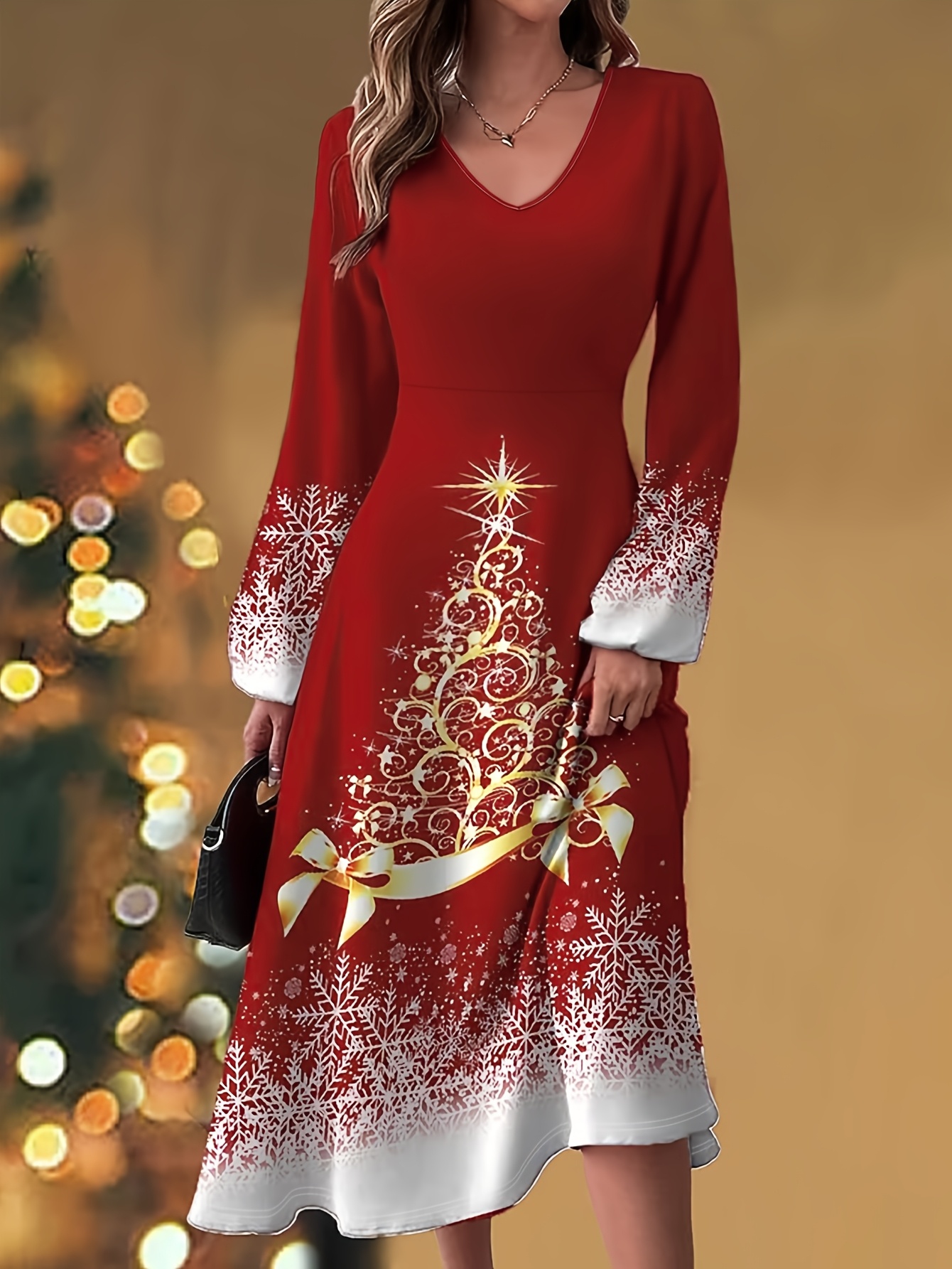 abito elegante retro natalizio donna abito a Temu Italy