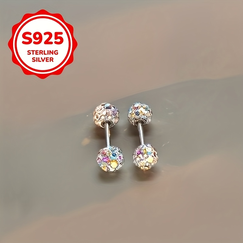 Cercei stud la modă pentru femei, din argint S925, hipoalergenici, cu design sferic strălucitor, perfecți pentru petreceri, întâlniri și ieșiri zilnice