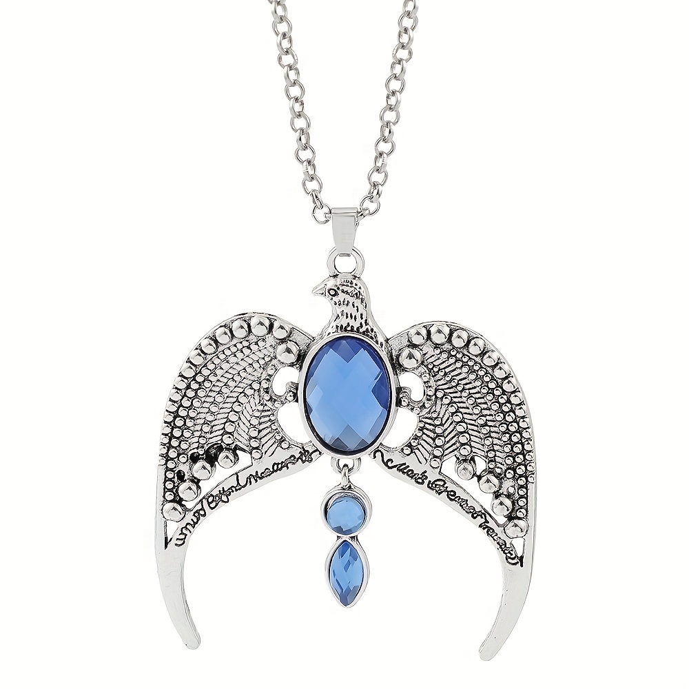 TEMU 1pc Of Harry Potter Ravenclaw Lost Diadem Tiara Crown, Featuring An Eagle Design With A Blue Pendant, Perfect As A Magical School Necklace Or A Movie-themed Jewelry Gift