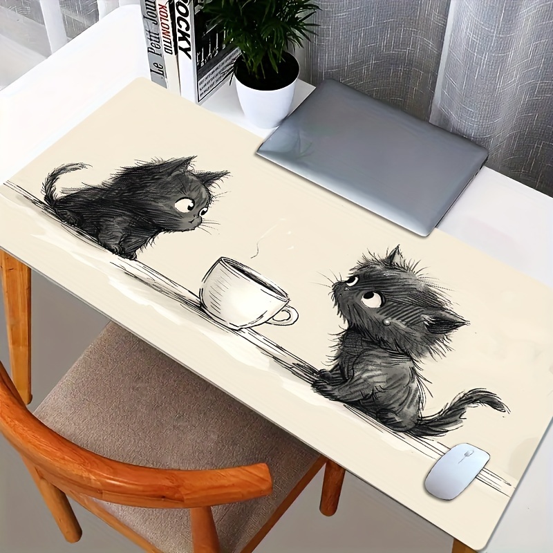 Cute In Cup Pattern Mouse Pad, Polyester Oblong Desk Mat For Gaming, Office, School, Business - Non-slip Mousepad Keyboard Accessory For Pc & Laptop