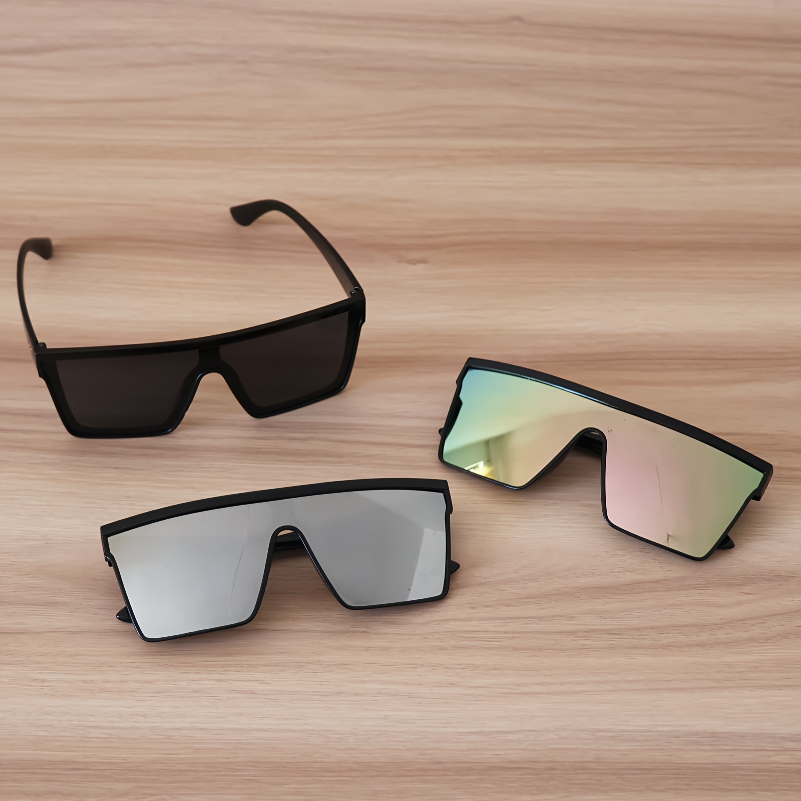 

3 paires de lunettes de soleil surdimensionnées, design unisexe pour les fêtes sur la plage et les vacances d'été, grands verres élégants