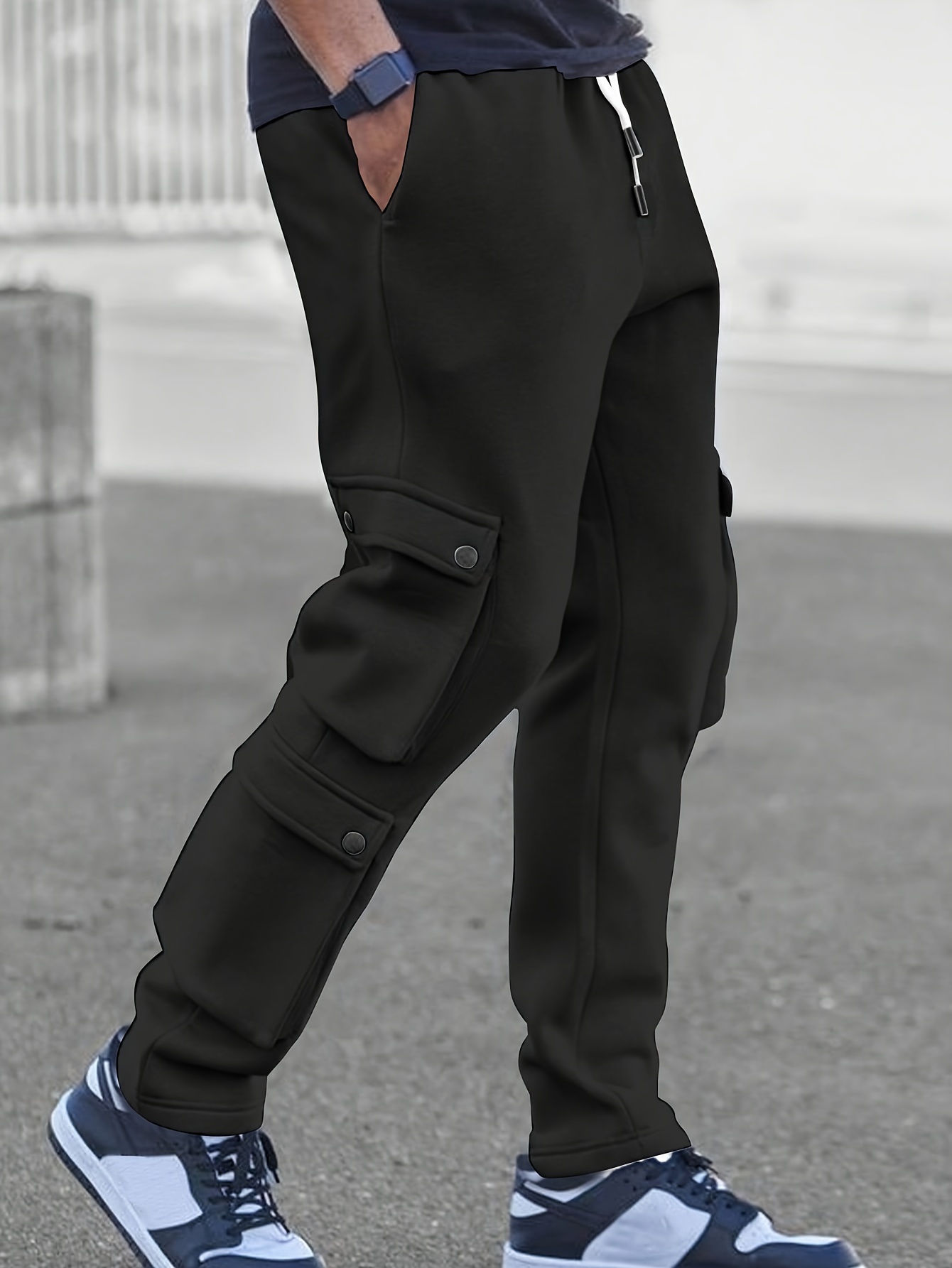 Men Cargo Pants Loose Daily Wear Relaxed Fit Mid Rise Cargo Pants Spring  Autumn