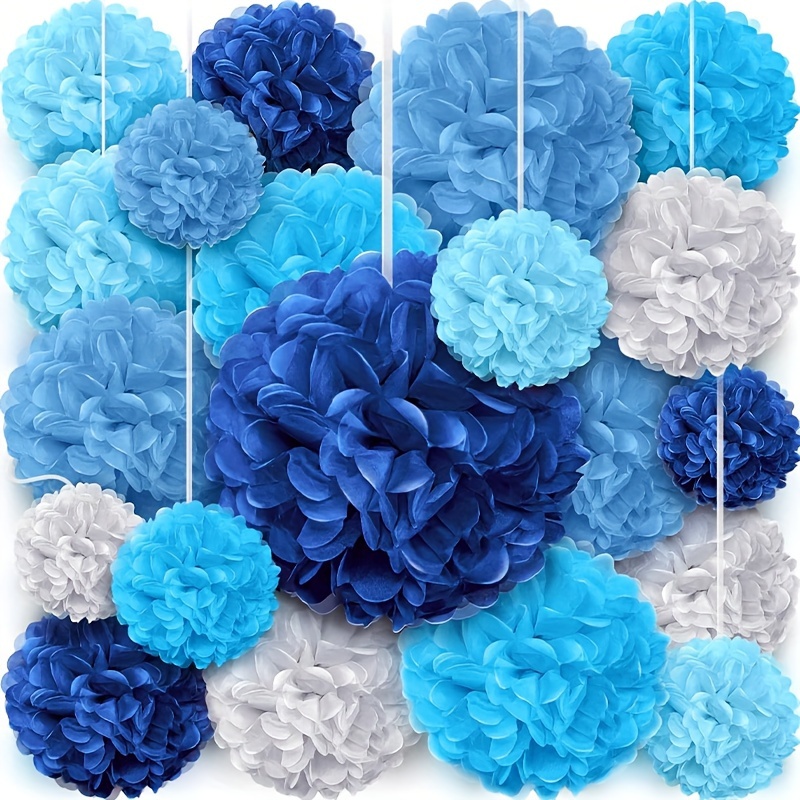 

20 Pcs Paper Pom Poms Party Decorations For Diy Craft, Weddings & Celebrations - Uncharged, Suitable For Ages 14+