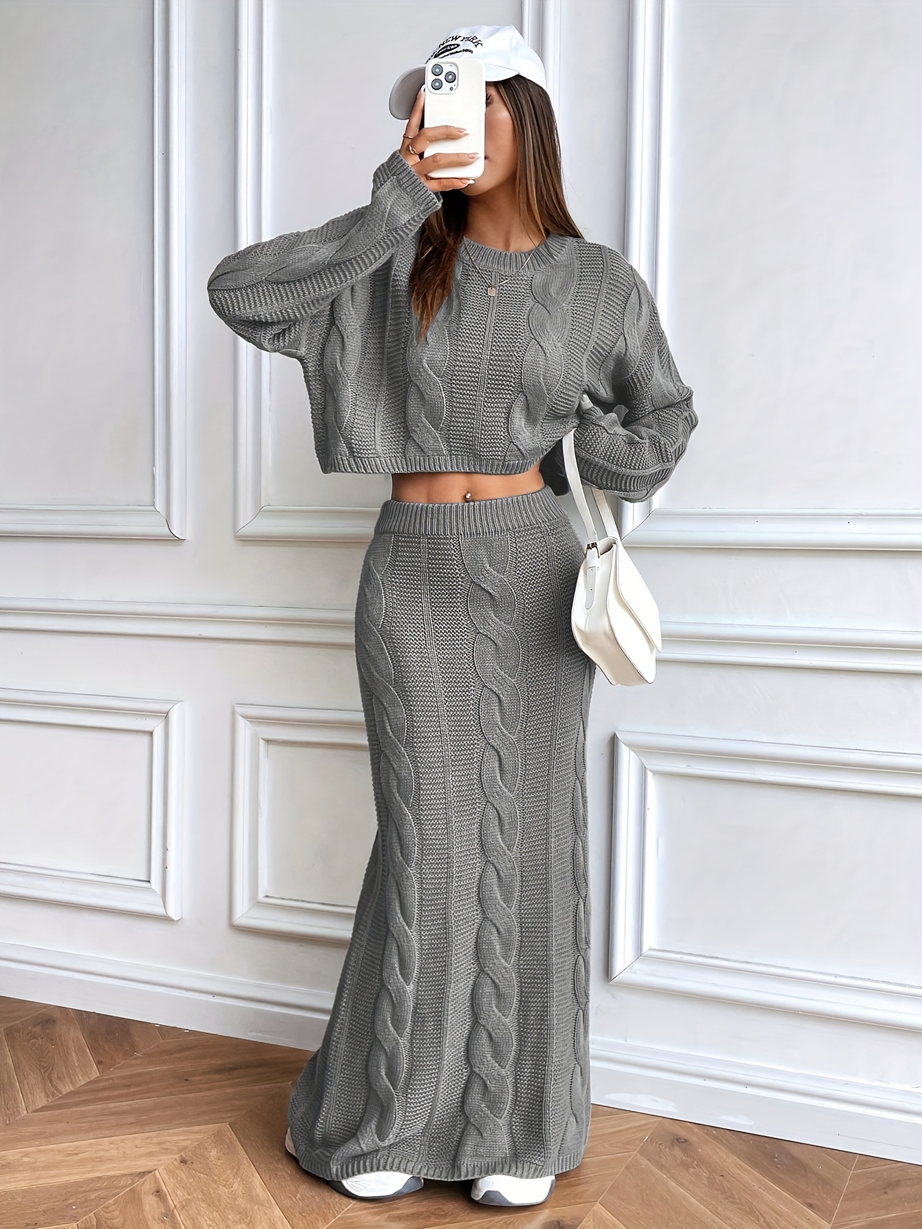 chunky round neck loose crop sweater chunky ultra long a - Temu
