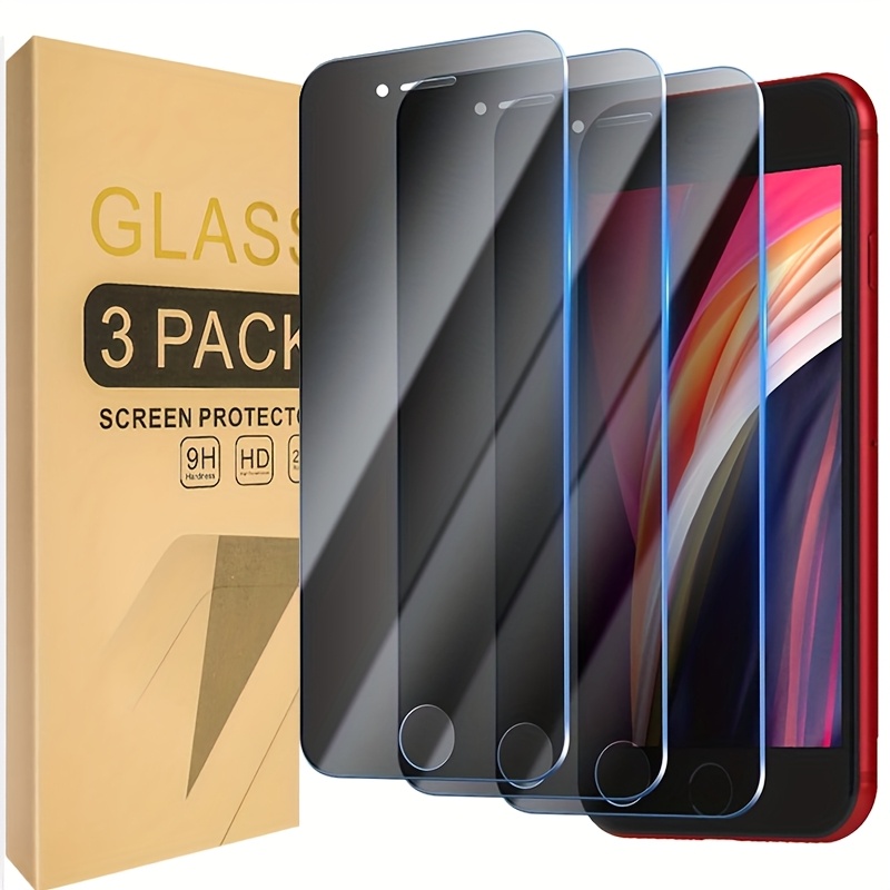 E-shop Sichtschutzfolie für iPhone SE 2022/SE 2020/8/7 4,7 Zoll 3er-Pack, Panzerglasfolie Anti-Spionage Kratzfest 9H Härtegrad, Hülle-freundlich