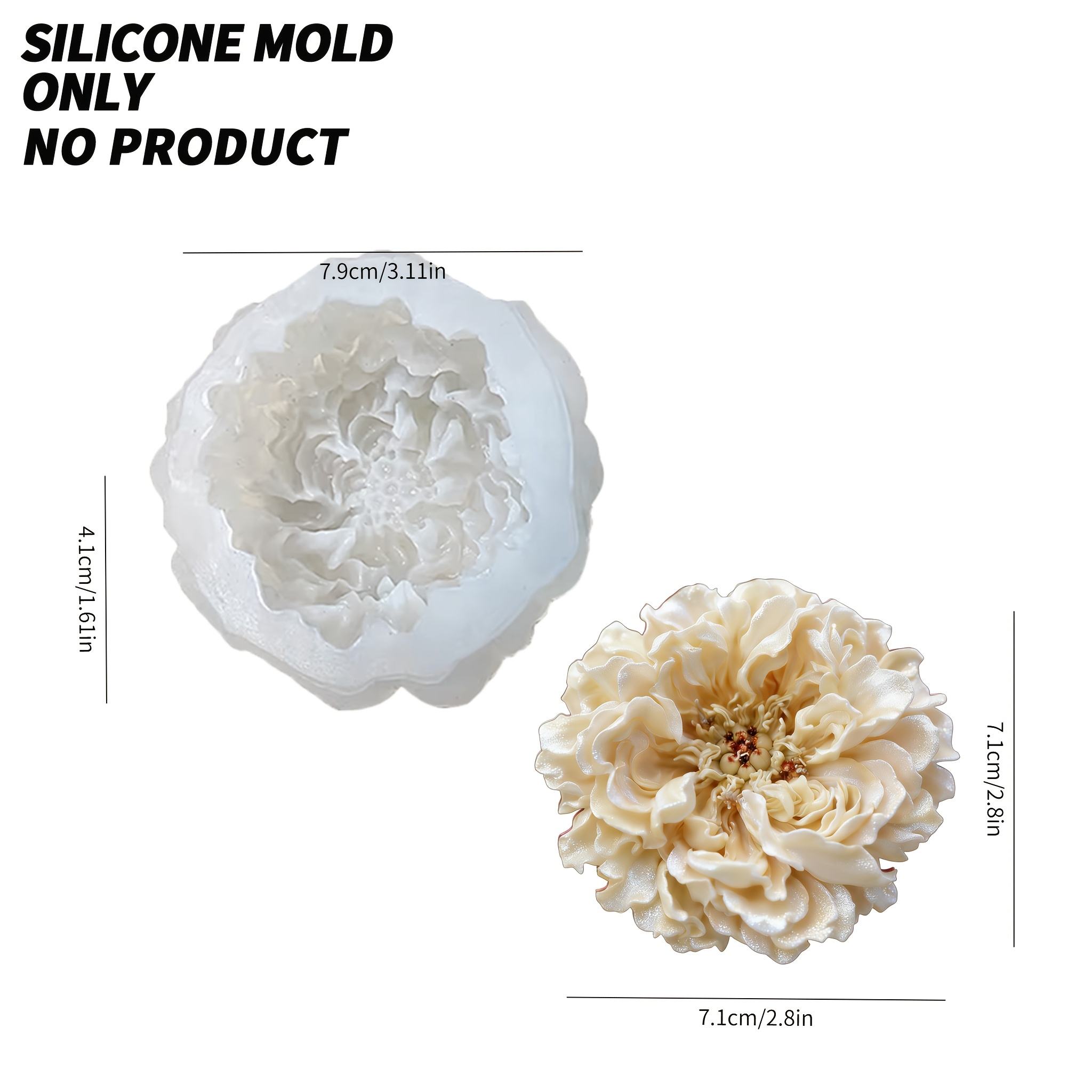 E-shop Harz-Silikonform, eine 3D-Pfingstrosen-Silikonform, hochwertiges flexibles Silikon, leicht zu entformen wiederverwendbar. Geeignet für