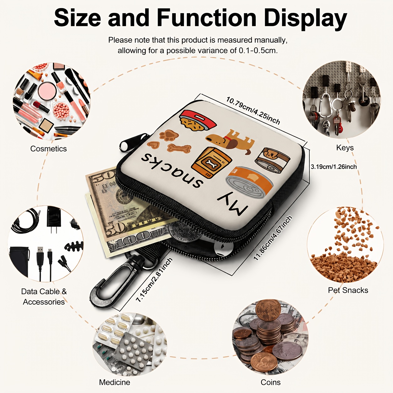 portable pet treat pouch zipper dog snack bag with clip for training and walking Product details 0
