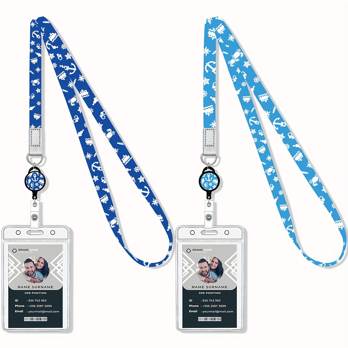 E-shop 2D 2er-Pack Cruise Lanyard für Schiffskarten | Polyester-Lanyards mit einziehbarer Namensschildspule und ID-Ausweis-Halter, unverzichtbares