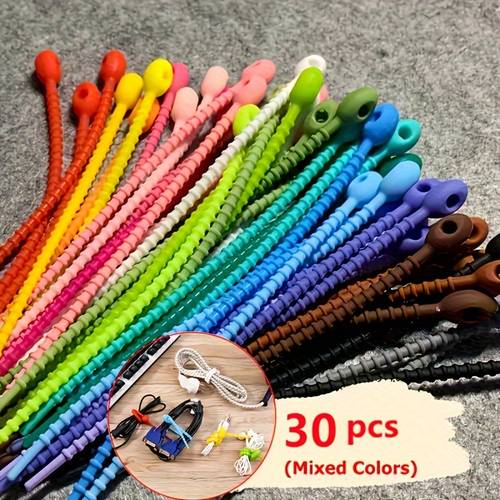 50 30 pcs reusable cable organizer cable tie manasynthetic gemstoneent zipper kinking multifunctional bag and keeping headphone cable