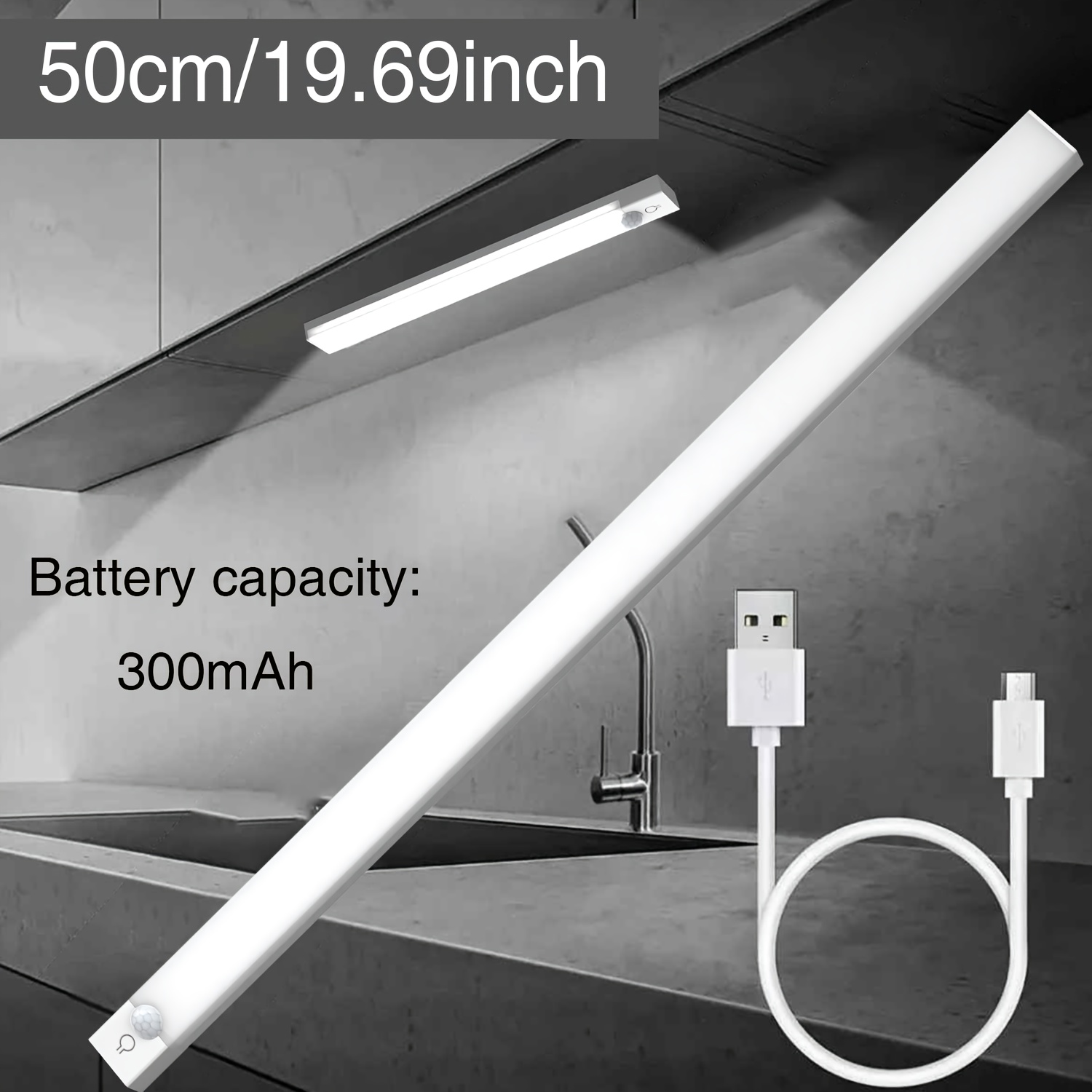 Image of Led Motion Sensor - Under Cabinet Light, Dimming, 3 Color Temperatures, 360° Panoramic Sensing, For Cabinets, Bedrooms, Offices, Desks, Bedside Reading Lights, Halloween, Christmas Gifts
