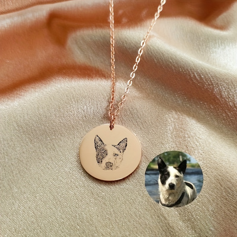Image of Pet Portrait Custom Jewelry, Custom Pet Necklace. Pet Photo Portrait, Custom Dog Pet Cat Necklace, Dog Portrait