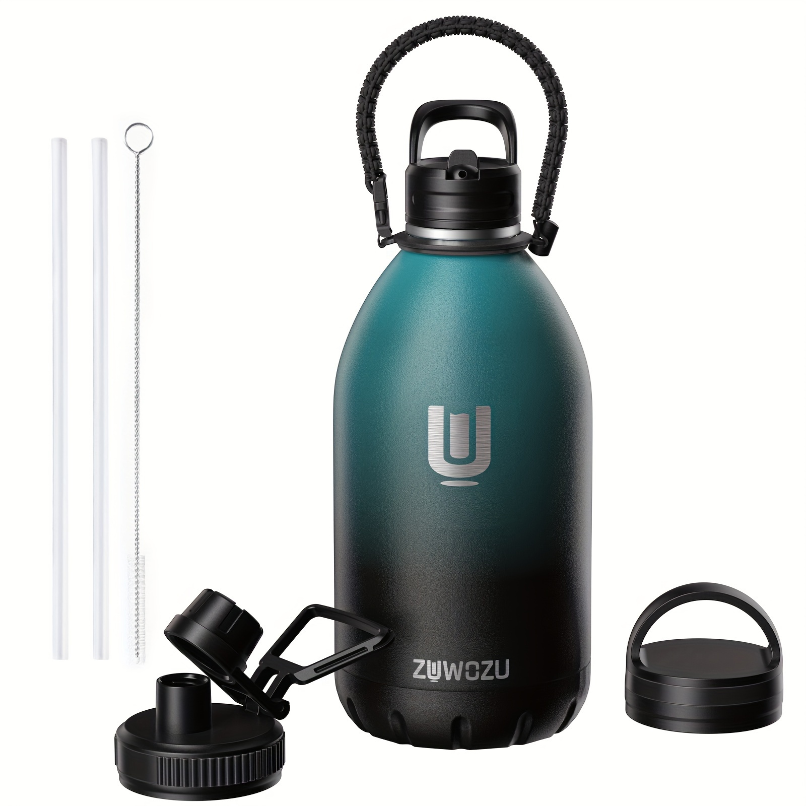 

Zuwozu 1 Gallon Water Bottle Insulated, 128oz Large Stainless Steel Water Bottles With Straw, Strap & 3 Lids, Big Gallon Water Jug For Hot & Cold Drinks, Great For Sports, Gym, Camping,