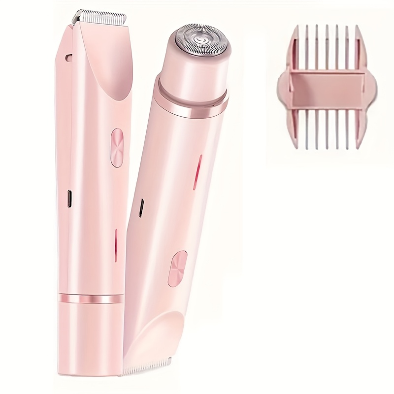 2 in 1 dual head electric shaver for women versatile dry wet trimming for bikini eyebrows face legs armpits portable adjustable rechargeable wireless shaver with 400mah battery soft effective shaving bikini trimming dual head shaver rechargeable battery shaving equipment pink 11